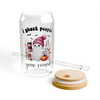 I ghost people year round Iced Coffee Sipper Glass, 16oz